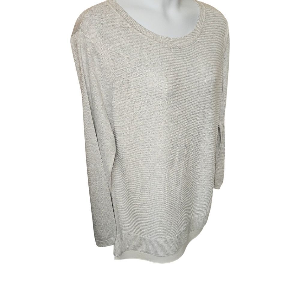 HILLARY RADLEY Plus Size Gray & White Striped 2fer one LongSleeve Sweater XXL - Picture 5 of 14